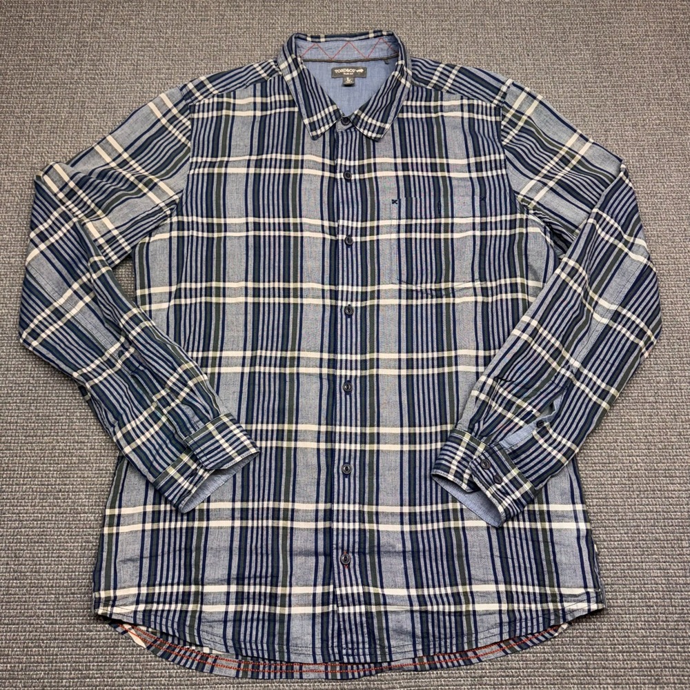 Toad&Co Mens Slim Fit Plaid Long Sleeve Button Down Shirt Blue Green Large 9199